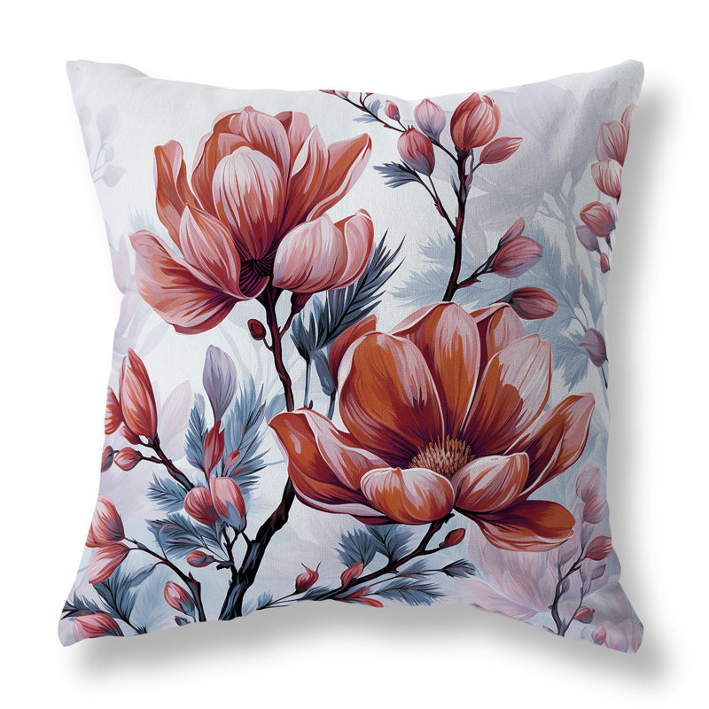 Coussin Zinnia, H 18 po x l 18 po, Bleu/rouge