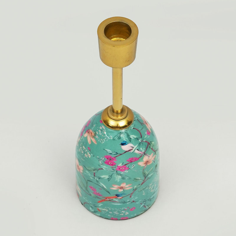  Aqua Flora Tapered Candleholder, 10" H x 4" W x 4" D