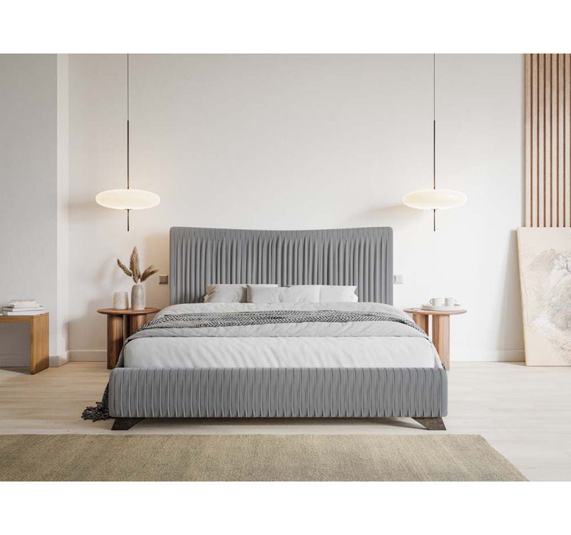 Dezmariah Upholstered Fabric Bed Frame, Grey