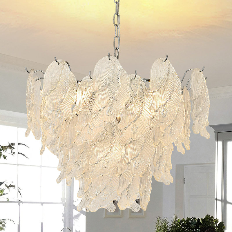 5-light Dimmable Tiered Chandelier With Crystal Accents
