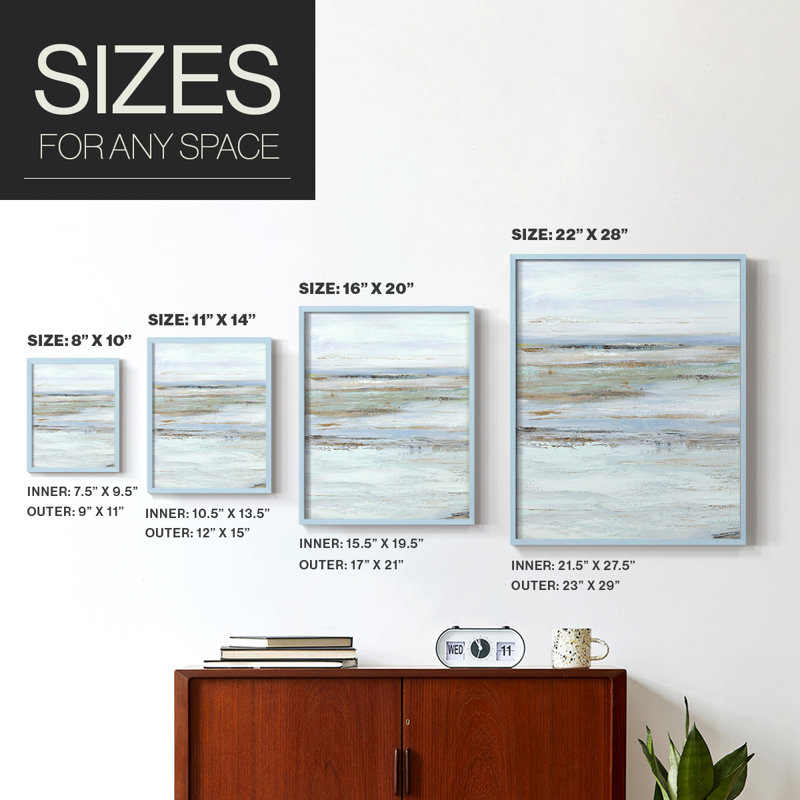 Reproduction encadrée «Mute Misty Marsh I» - bois massif, H 10 po x l 8 po, Bleu