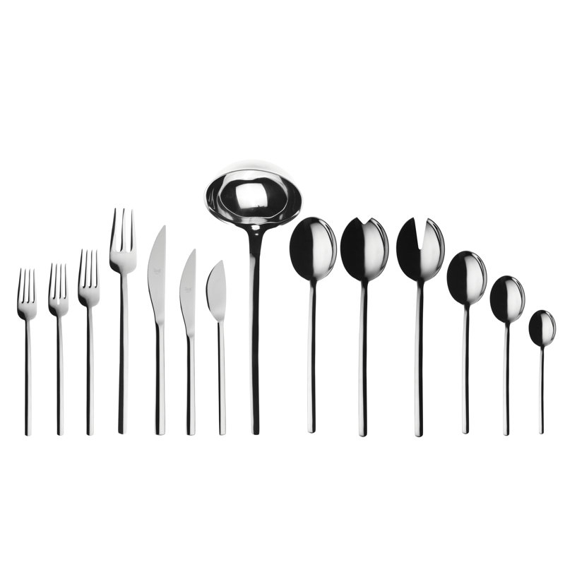 Due 113 - Piece Stainless Steel Flatware Set - Service for 12, Silver