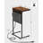 C Shaped End Table With Charging Station, Small Side Table For Recliner, Over Couch Table With Outlet And Storage Bag, Slide Under Sofa Tray Table For Living Room, Bedroom, Rustic Brown