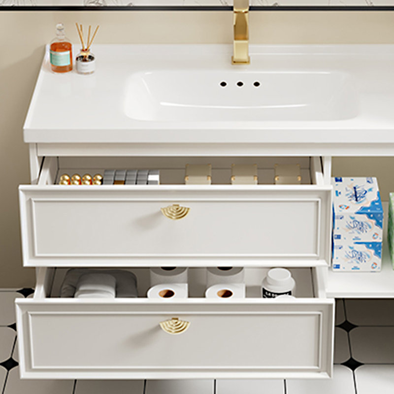 French style simple bathroom cabinet, White