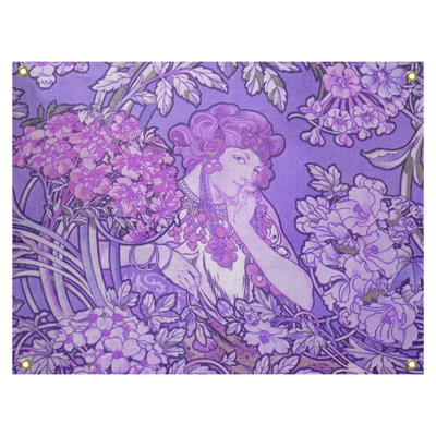 Femme entre des fleurs tapisserie Magdaleno