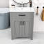 Ensemble de meuble-lavabo simple autoportant avec rangement, lavabo en céramique et poignées dorées Hulstein-294627733
