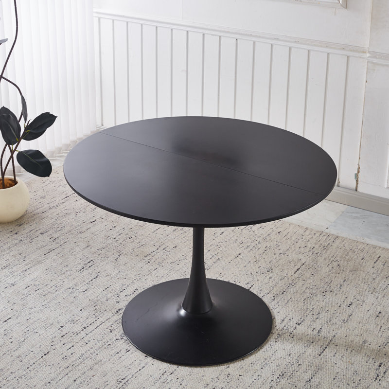 Table tulipe de 42,1 po, table de salle à manger Mid-Century pour 4 à 6 personnes - plateau de table rond en panneau de fibres à densité moyenne (le plateau de table est composé de deux panneaux), table de salle à manger à piédestal, table de bout et table basse de loisir