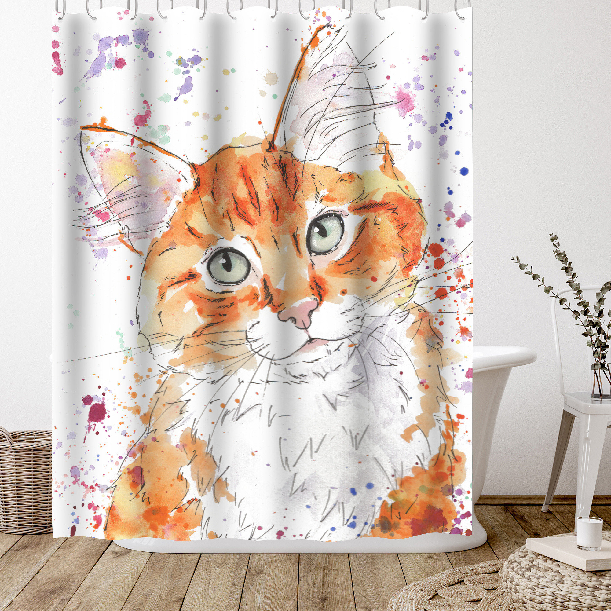 Orange and 2024 gray shower curtain