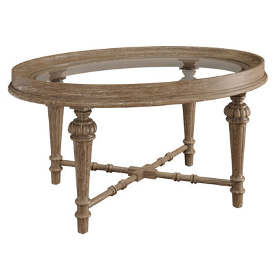 Oval Coffee Table With Wood-Framed Glass Top