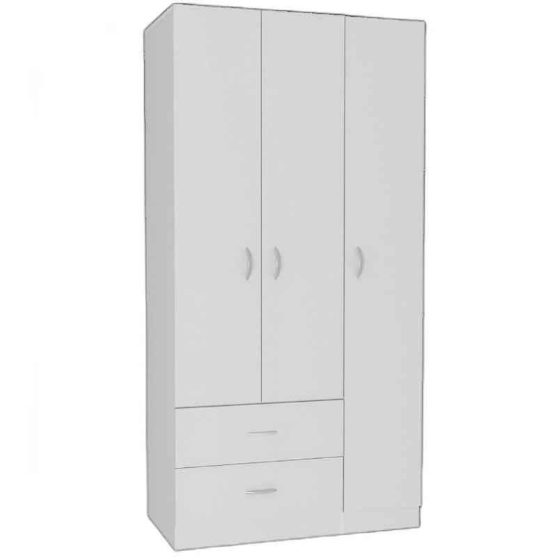 71" Black Wood Two Drawer Combo Dresser, White