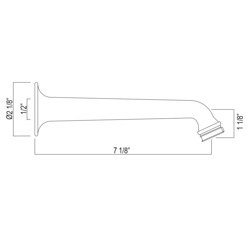Spa Shower 7 1/8" Reach Wall Mount Shower Arm, English Gold