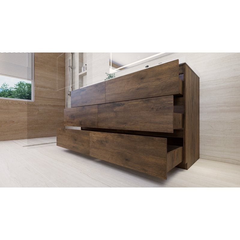 Ensemble de meuble-lavabo simple 60 po Hanzila, Bois de rose