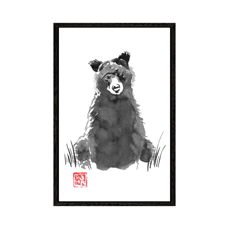 Bear by Péchane - Painting on Canvas, Black Framed, 66.04 cm H x 45.72 cm W