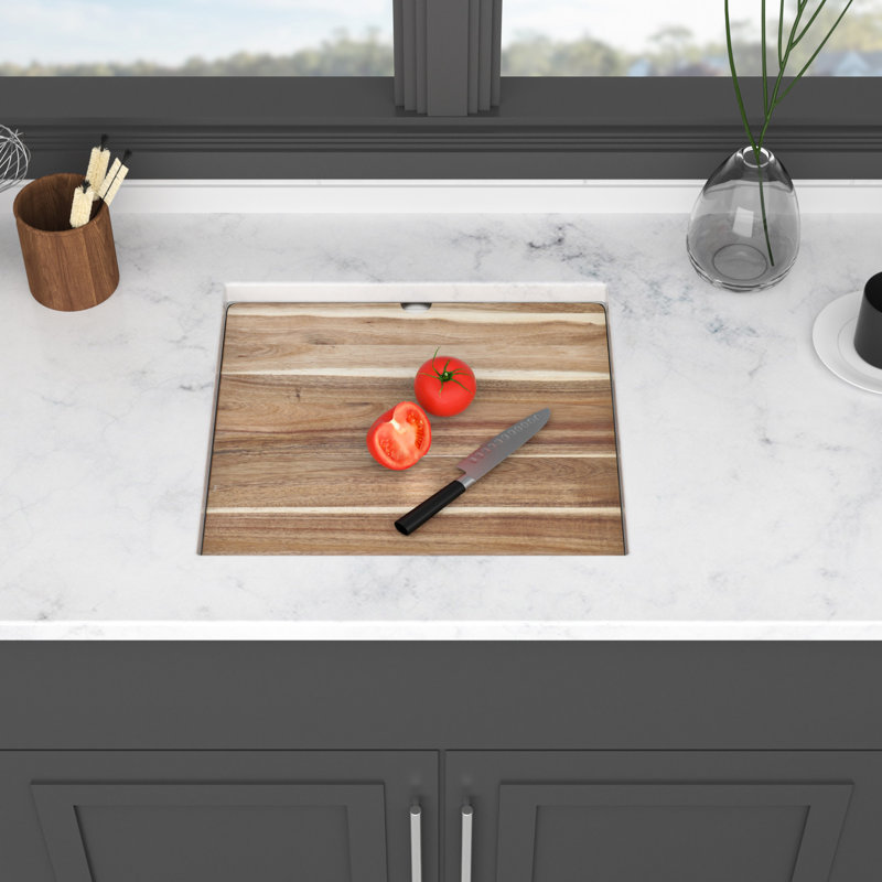 Évier de cuisine encastré de 21 pouces, structure en acier inoxydable de calibre 16, robinet pliant à 360 °, planche à découper, conception invisible pour un espace de travail fonctionnel, guide d'eau en forme de X, revêtement et coussin de 3 m, livré