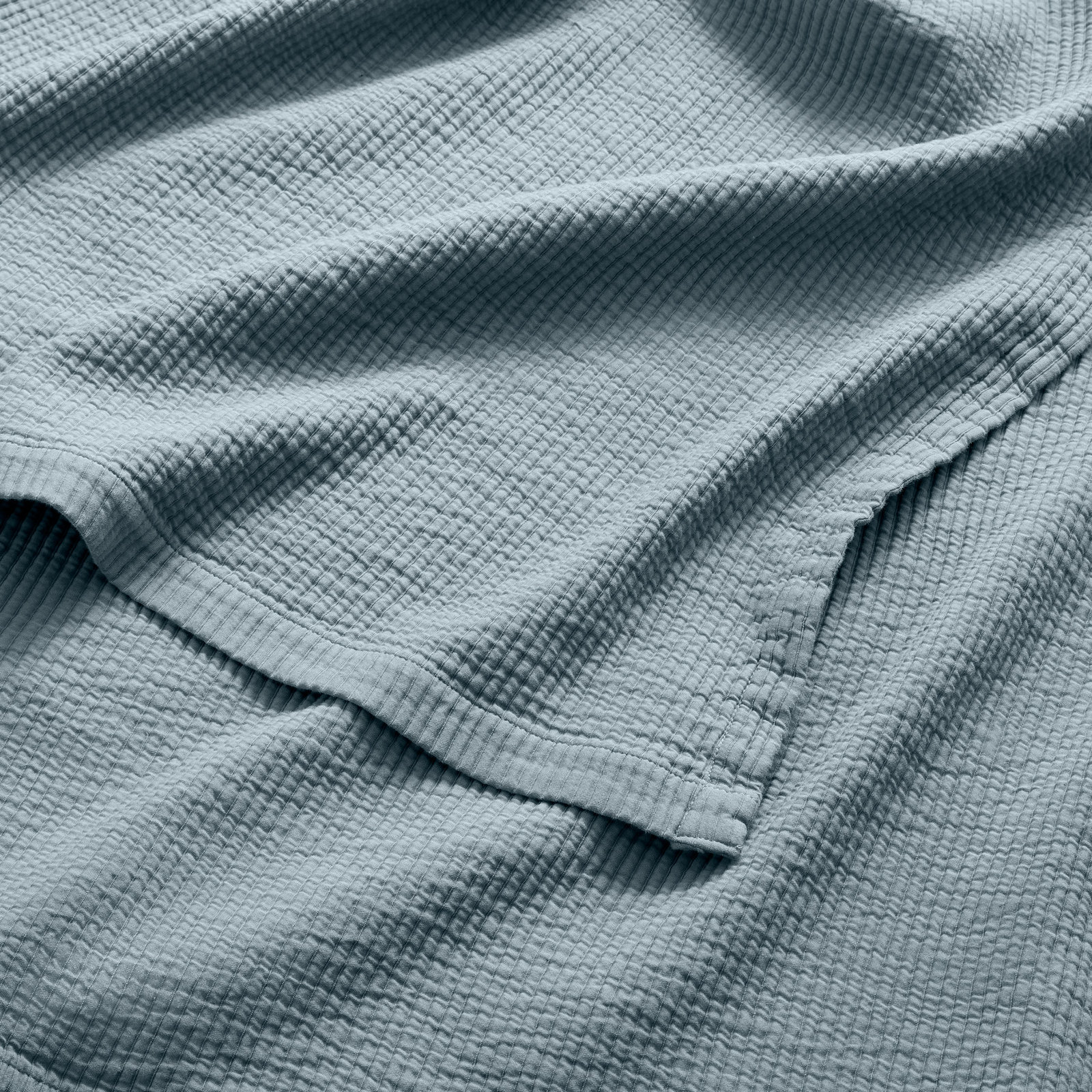 Ripple Cotton Coverlet Set, Gray Blue/Putty, King Bedspread + 2 King Shams