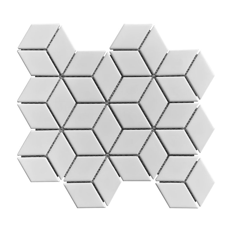Carreau de mosaïque fantaisie en porcelaine pour mur et plancher 1,89 po x 3 po Rhombus