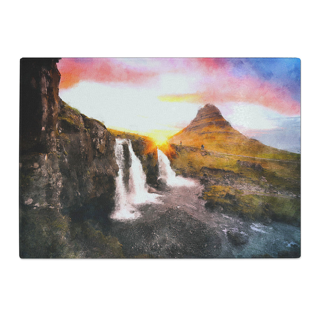 Tempered Glass Kirkjufell Waterfalls & Mountain Chopping Board