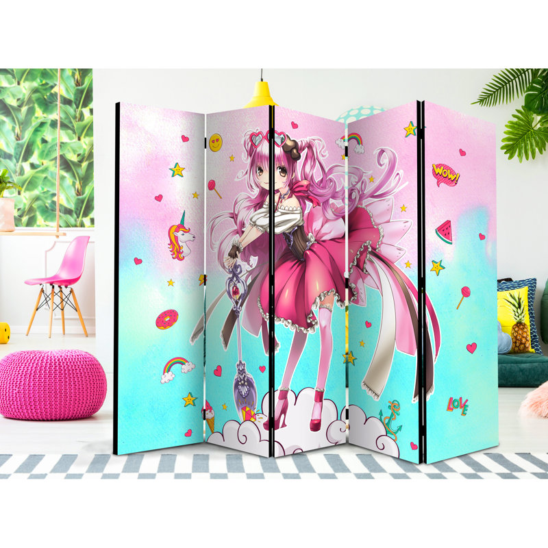 Kayley 172cm H Solid Wood Folding Room Divider, 5