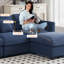 Canapé modulaire en U en forme de U, canapé convertible en velours côtelé 6 places avec 2 repose-pieds et coussins décoratifs amovibles, canapé d'angle surdimensionné avec repose-pieds pour salon, appartement et grand espace-640527603