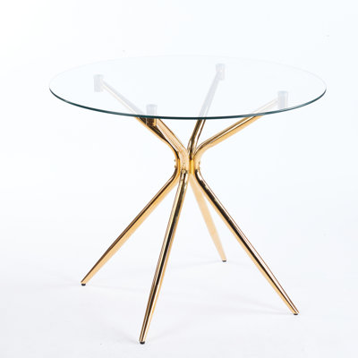 High - Quality Tempered Glass And Metal Leg Dining Table, Adjustable For Different Spaces Needs, Simple Assembly Guide Table Kitchen Living Room, Space Saving Design, Quick