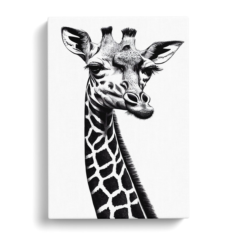 Monochrome Giraffe No.2 - Wrapped Canvas, 50cm H x 35cm W x 3cm D