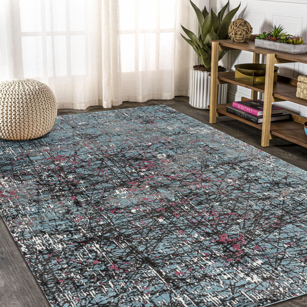 17 Stories Blue Chaotic Strokes Area Rug - Wayfair Canada