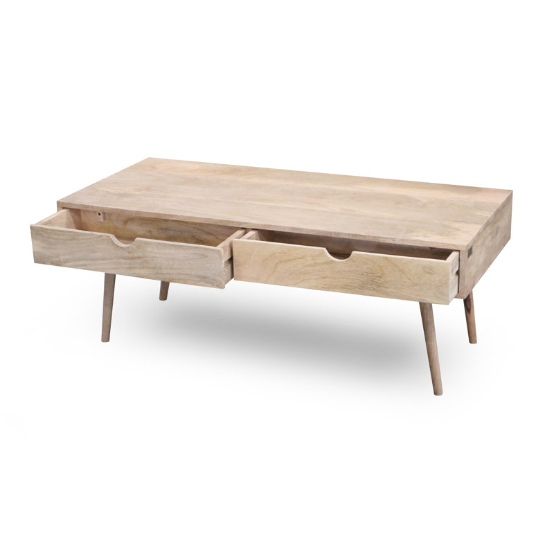 Rousseau Solid Wood Four Leg Coffee Table, Natural