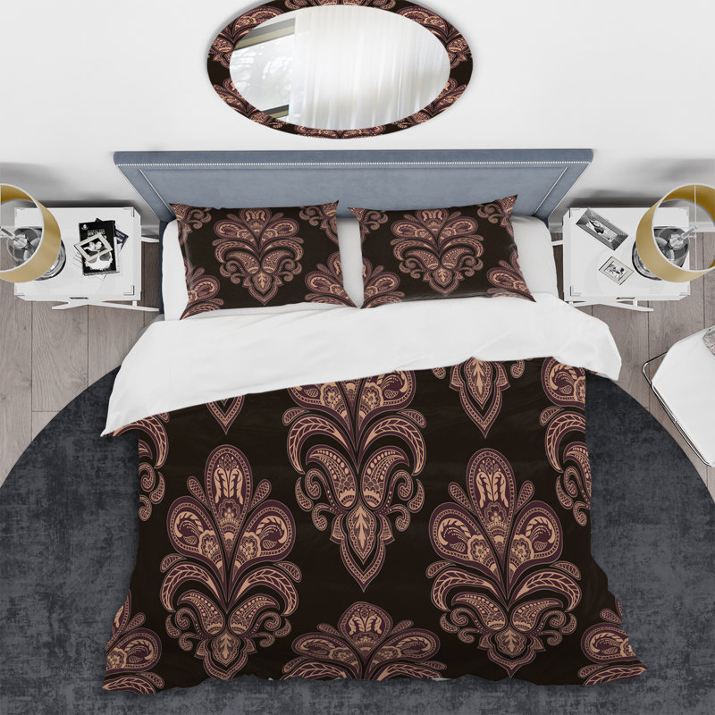Ensemble de housse de couette en microfibre brun / blanc 2 pièces, Housse de couette simple + 1 taie décorative stan