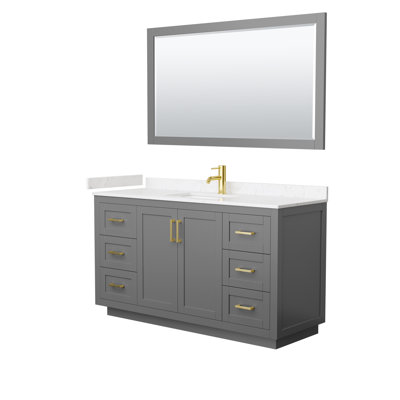 Ensemble de meuble-lavabo simple 60 po avec plateau en marbre de culture Miranda