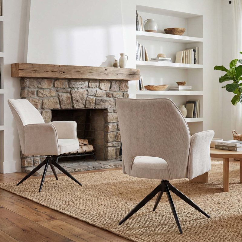 Ensemble de chaises de salle à manger rotatives modernes avec coussins moelleux, Blanc