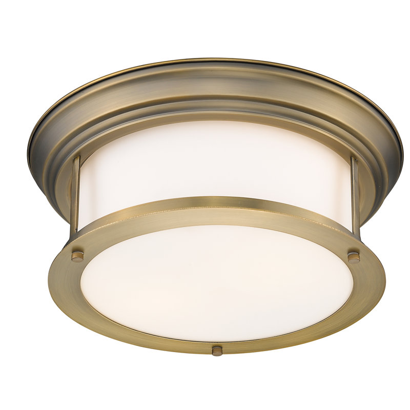 Plafonnier encastré 2 lumières Canale, Laiton héritage, H 5,5 po x l 13,5 po x P 13,5 po