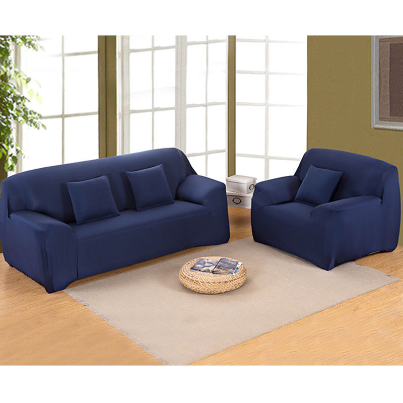 Housse pour canapé extensible 3 places, H 45 po x l 118 po x P 30 po, Mélange de polyester bleu marine