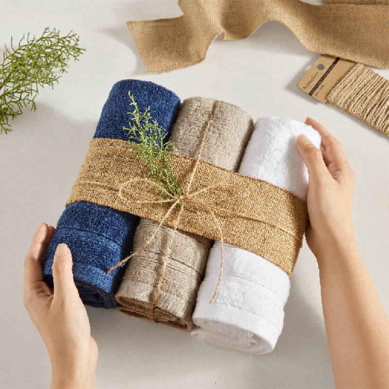 Ensemble de 12 serviettes de bain beiges de luxe, 100 % coton, séchage rapide et moelleuses pour un spa à domicile