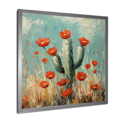 Cactus et les fleurs du désert I - art mural cactus