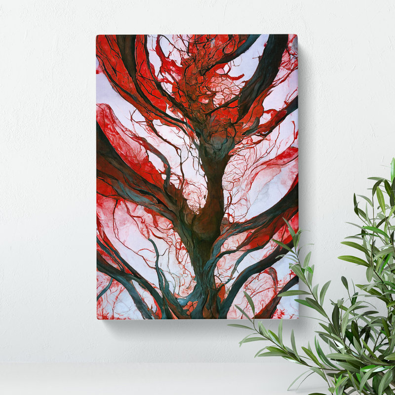 Tree Abstract Art No.5 - Wall Art, Wrapped Canvas, 50cm H x 35cm W, No Matte