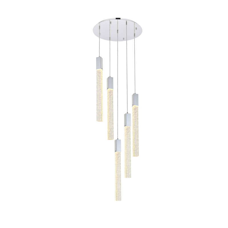 Luminaire suspendu rectangulaire à 5 lumières Aliha, Chrome