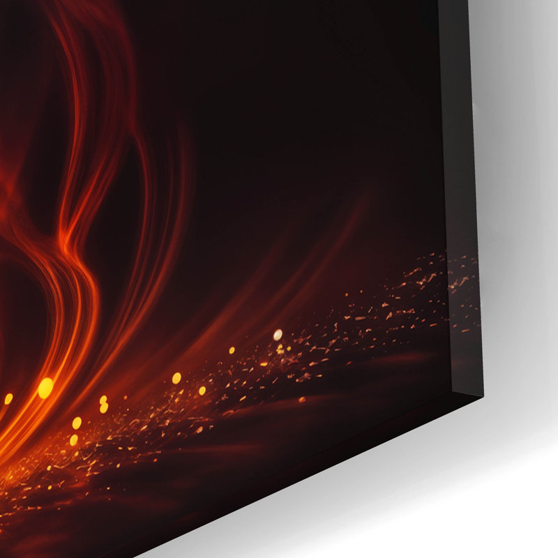 «Wine Glass Flame Abstract» par Rey Klimt, art mural en verre acrylique, H 12 po x l 12 po x P 0,13 po
