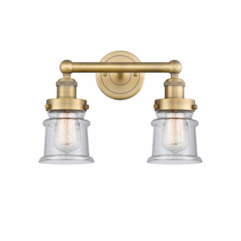 Petit meuble-lavabo pour salle de bain 2 lumières Cailen de la collection Edison, Granuleux, Laiton brossé