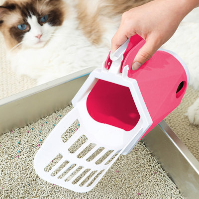 Pelle à litière filtrante pour chat avec poubelle filtrante 10,2 x 5,5 x 4,3 po, rouge