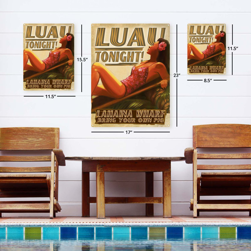 " Tropical Lahaina Wharf ", 15.5" H x 11.5" W x 0.04" D