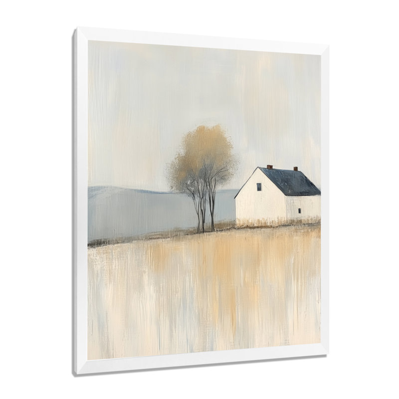 " Lone Farmhouse And Tree ", H 20 po x l 12 po, Cadre photo blanc