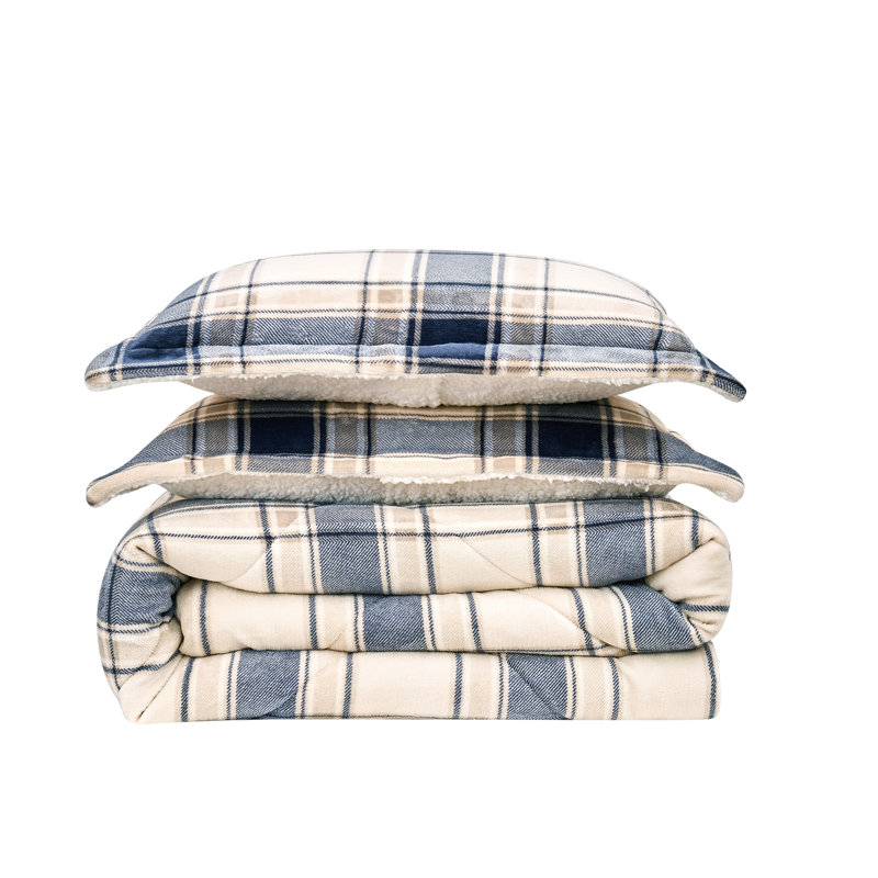 Truly Soft Cuddle Standard Polyester Comforter Set, Twin XL Comforter + 1 Sham, Blue/Cream