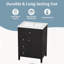 Meuble-lavabo autoportant 24 po avec comptoir d'évier, panneau de fibres à densité moyenne et bois d'hévéa avec 3 tiroirs et tablettes réglables, noir-906195636