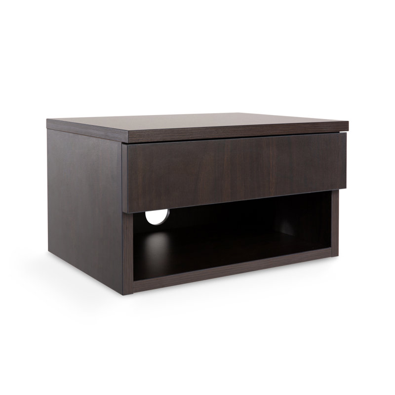 Xenia  15.71" Mid-Century Modern Floating Wall Mounted Nightstand with Soft-Close Drawer, Black