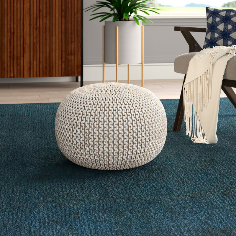 Alsacia Upholstered Pouf, Silver