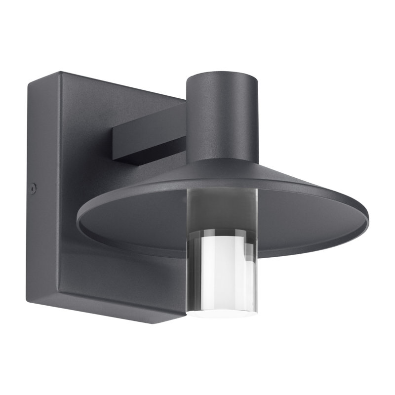 Ash LED Outdoor Armed Sconce, Charcoal, 8" H x 8" W x 9.9" D