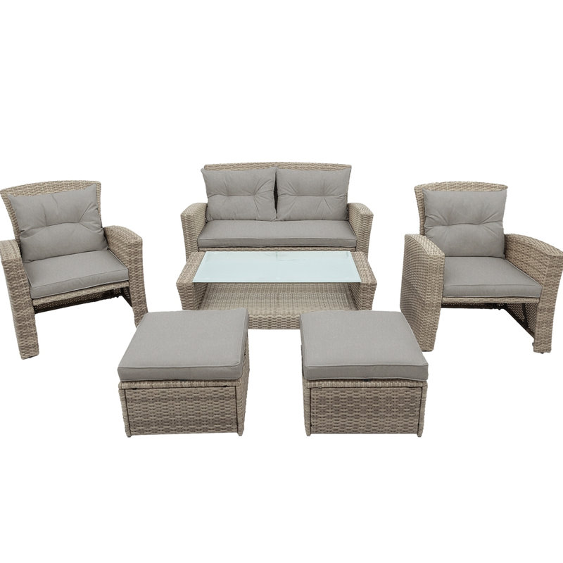 Causeuse d'extérieur de 105 po de largeur avec coussins, gris