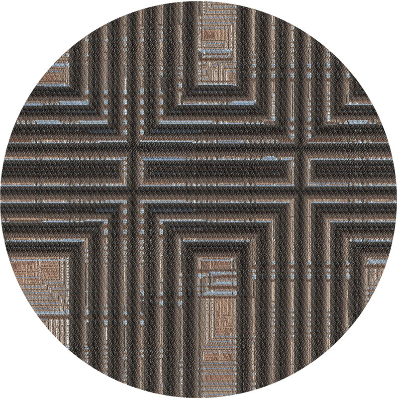 Tapis de zone brun à motif, Rond 8 pi