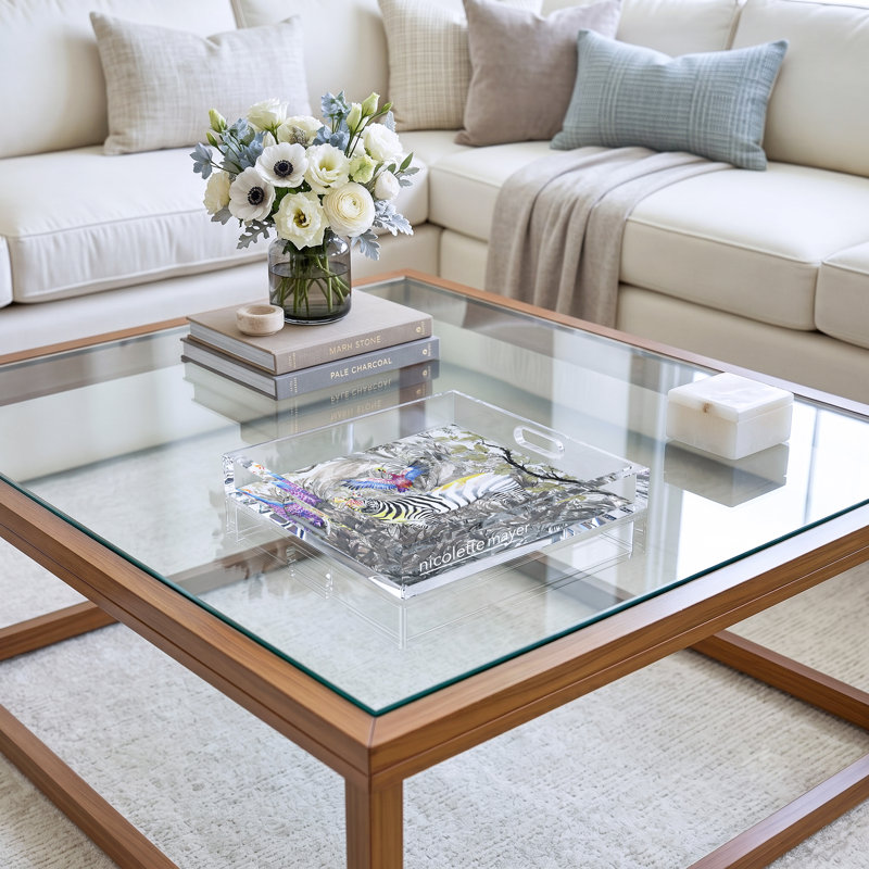 Arcadia Zebra Acrylic Square Decorative Tray, 18"W x 18"D x 2"H