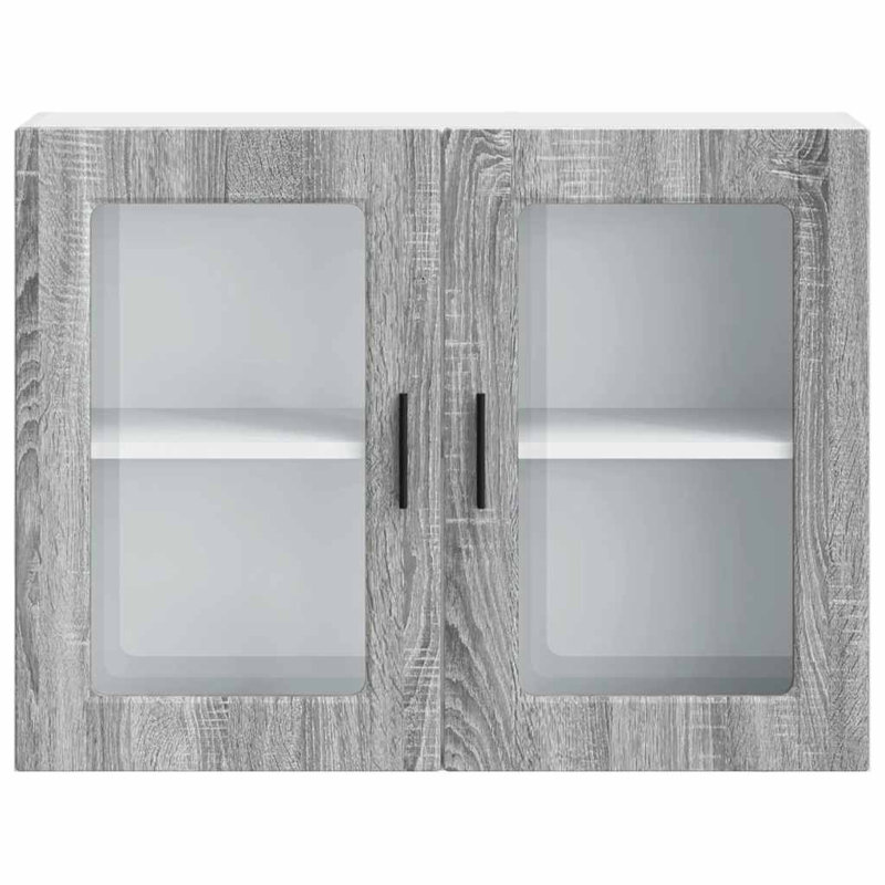 vidaXL Kitchen Wall Cabinet Engineered wood and glass Medium, grey sonoma